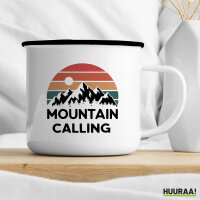 Emaille Tasse Mountain Calling Berge 300ml Vintage