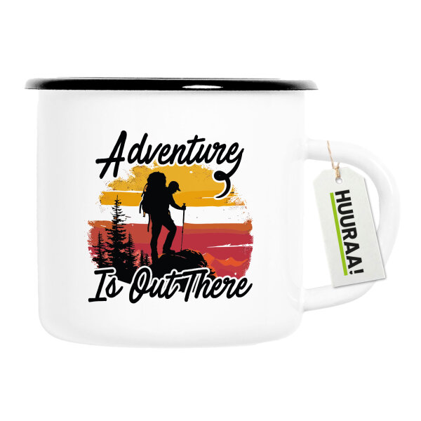 Emaille Tasse Adventure is out there Backpacking 300ml Vintage Emaille Becher