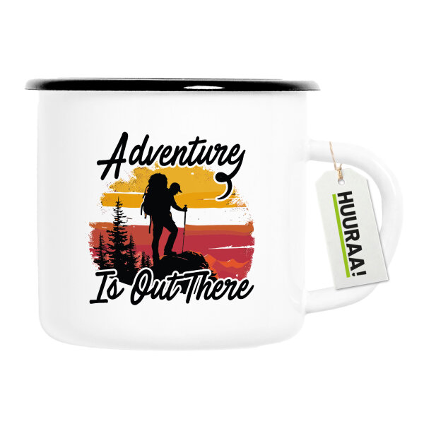 Emaille Tasse Adventure is out there Backpacking 300ml Vintage