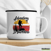 Emaille Tasse Adventure is out there Backpacking 300ml Vintage
