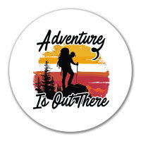 Aufkleber Adventure is out there Backpacking 10cm rund