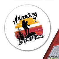 Aufkleber Adventure is out there Backpacking 10cm rund