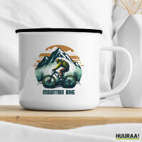 Emaille Tasse Mountain Bike Berge 300ml Vintage Emaille Becher