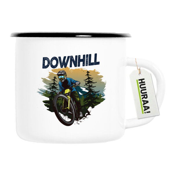 Emaille Tasse Downhill Bike 300ml Vintage