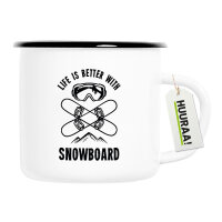 Emaille Tasse Snowboard life is better 300ml Vintage