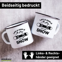 Emaille Tasse Snowboard Just add snow 300ml Vintage...