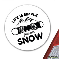 Aufkleber Snowboard Just add snow 10cm rund