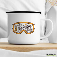 Emaille Tasse Ski Skibrille 300ml Vintage Emaille Becher