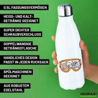 Trinkflasche Ski Skibrille 500ml Edelstahl Wasserflasche