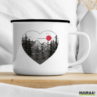 Emaille Tasse Paar wandert Herz 300ml Vintage Emaille Becher