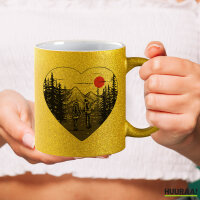 Glitzertasse Paar wandert Herz 330ml