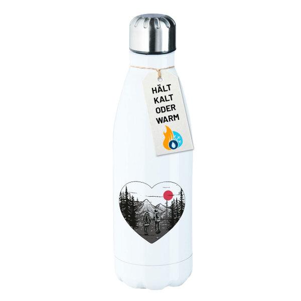 Trinkflasche Paar wandert Herz 500ml Edelstahl Wasserflasche