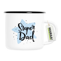 Emaille Tasse Super Dad Bester Papa 300ml Vintage