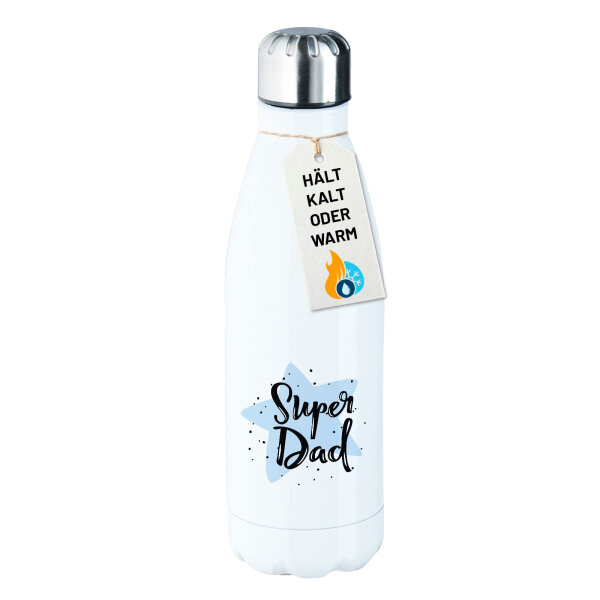 Edelstahl-Trinkflasche Super Dad Bester Papa 500ml Wasserflasche