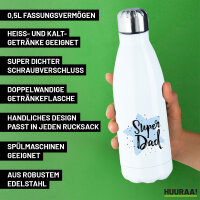 Edelstahl-Trinkflasche Super Dad Bester Papa 500ml Wasserflasche