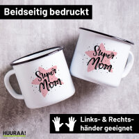 Emaille Tasse Super Mom Beste Mama 300ml Vintage