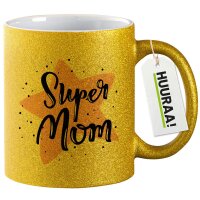 Glitzertasse Super Mom Beste Mama 330ml