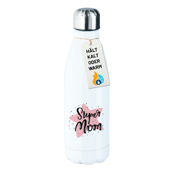 Trinkflasche Super Mom Beste Mama 500ml Edelstahl Wasserflasche