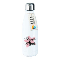 Trinkflasche Super Mom Beste Mama 500ml Edelstahl...