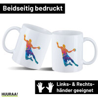 Kaffeetasse bunte Handball Silhouette 330ml