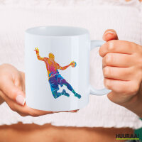 Kaffeetasse bunte Handball Silhouette 330ml