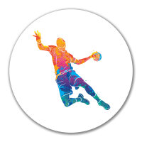 Aufkleber bunte Handball Silhouette 10cm rund