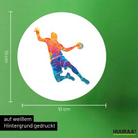 Aufkleber bunte Handball Silhouette 10cm