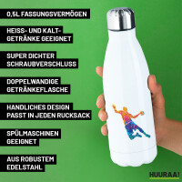 Trinkflasche bunte Handball Silhouette 500ml Edelstahl Wasserflasche