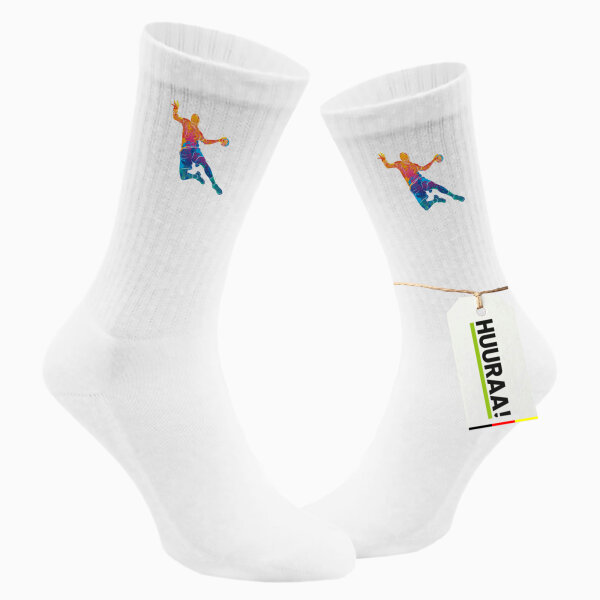 Unisex Socken bunte Handball Silhouette Baumwolle
