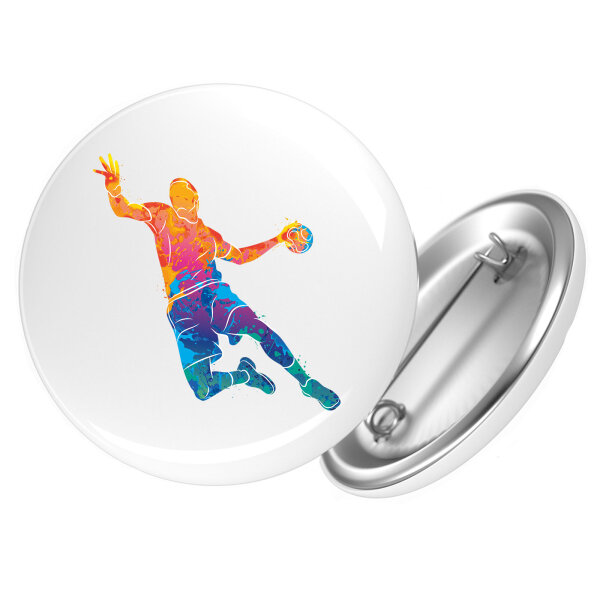 Button bunte Handball Silhouette