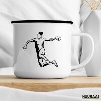 Emaille Tasse Handball Silhouette 300ml Vintage Emaille Becher