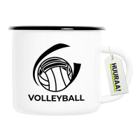 Emaille Tasse Volleyball Schriftzug 300ml Vintage Emaille...