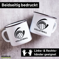 Emaille Tasse Volleyball Schriftzug 300ml Vintage Emaille...