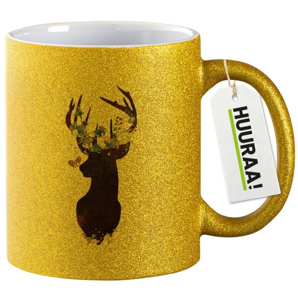 Glitzertasse Hirsch Silhouette 330ml