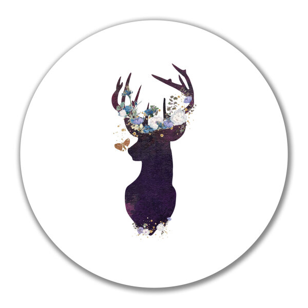 Aufkleber Hirsch Silhouette 10cm rund