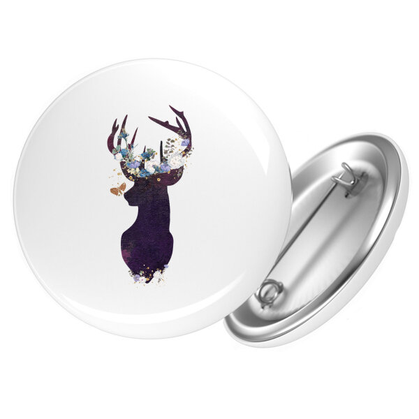 Button Hirsch Silhouette rund