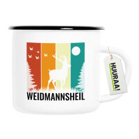 Emaille Tasse Weidmannsheil Hirsch Wald 300ml Vintage