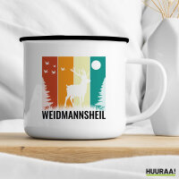 Emaille Tasse Weidmannsheil Hirsch Wald 300ml Vintage