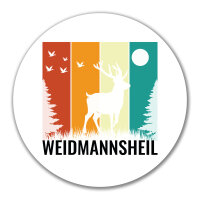 Aufkleber Weidmannsheil Hirsch Wald 10cm rund