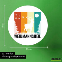 Aufkleber Weidmannsheil Hirsch Wald 10cm rund