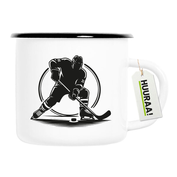 Emaille Tasse Eishockey Hockey 300ml Vintage