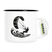 Emaille Tasse Kitesurfen Silhouette 300ml Vintage Emaille Becher