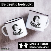 Emaille Tasse Kitesurfen Silhouette 300ml Vintage Emaille Becher