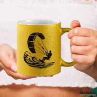 Glitzertasse Kitesurfen Silhouette 330ml