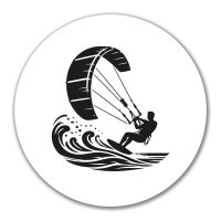 Aufkleber Kitesurfen Silhouette 10cm rund