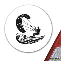 Aufkleber Kitesurfen Silhouette 10cm rund