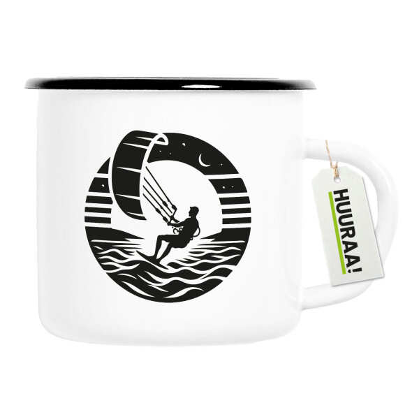 Emaille Tasse Kite Board Kitesurfing 300ml Vintage Emaille Becher