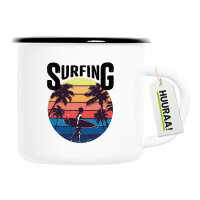 Emaille Tasse Surfing Beach Sunset 300ml Vintage Emaille...