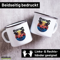 Emaille Tasse Surfing Beach Sunset 300ml Vintage Emaille...