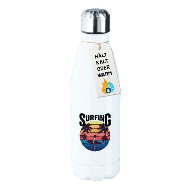 Edelstahl-Trinkflasche Surfing Beach Sunset 500ml Wasserflasche